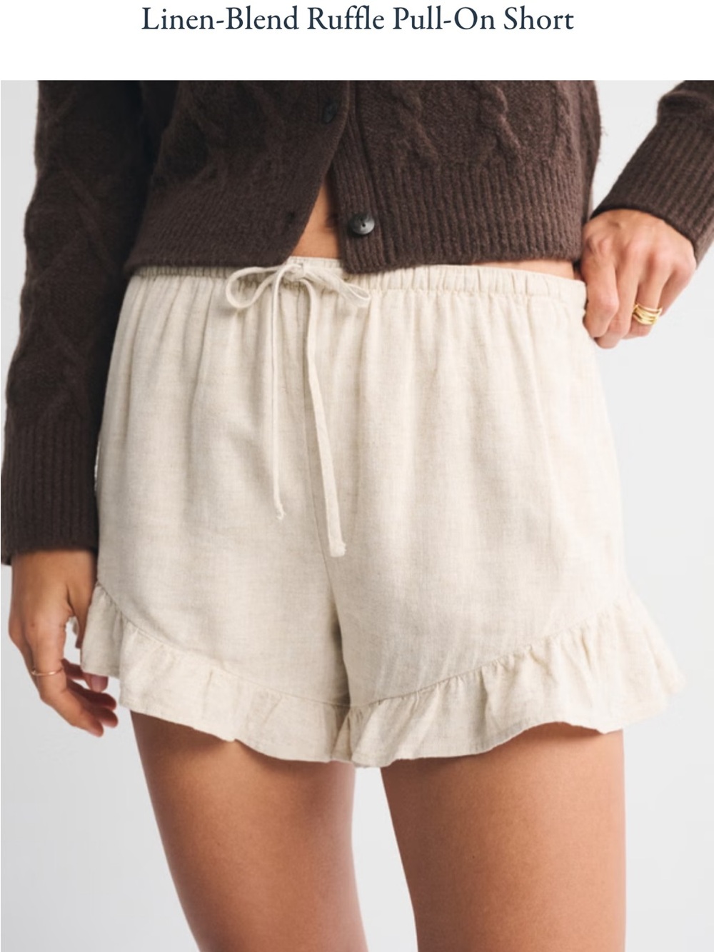 NWT Abercrombie & Fitch Linen-Blend Ruffle Pull-On Short